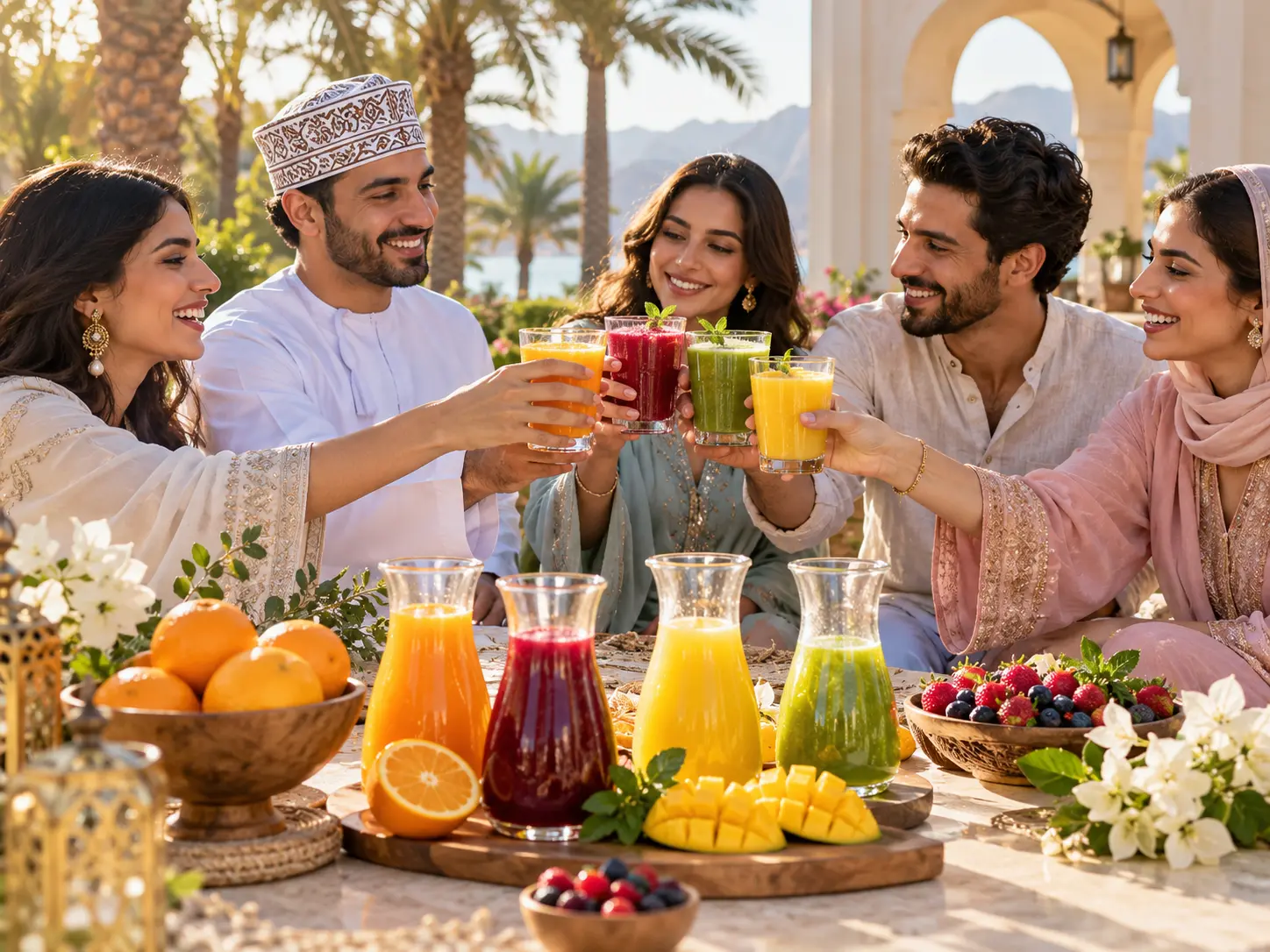 Illustrative colourful fruit juice selection