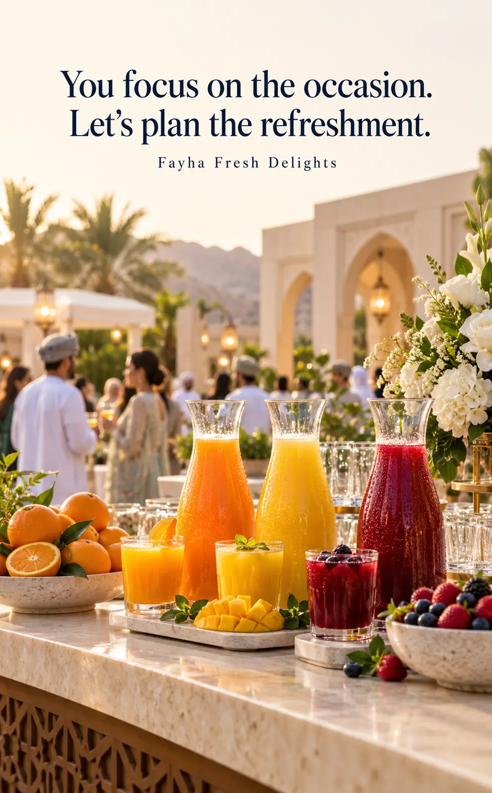 Illustrative fresh orange juice presentation